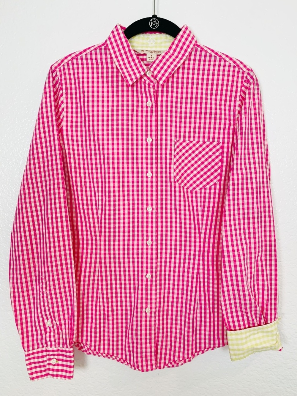 Brooks Brothers Pink Gingham Button Up Shirt Womens Size 8‎ Checkered Preppy
